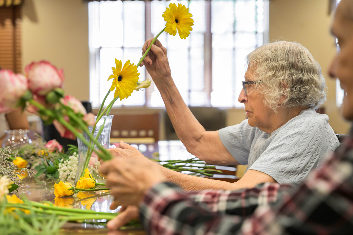 Flower Arrangement Activity for Seniors in North Riverside, IL
