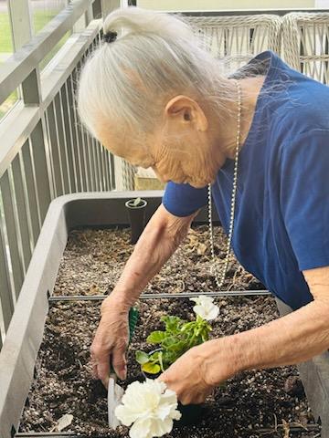 Planting-in-the-Raised-Bed Art Class for Memory Care Residents