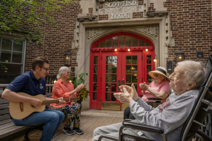Residents Enjoying Music Outdoors