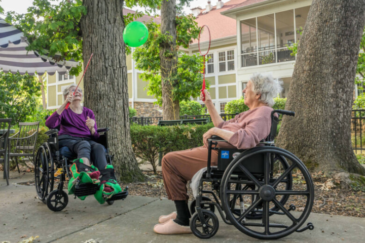 Residents Playing Balloon Tennis